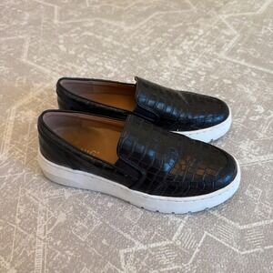 Vionic Dinora Black Leather Slip On Platform Sneakers 6.5 Womens